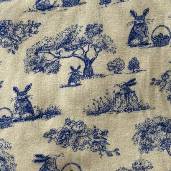 Gymboree Women’s Blue and White Pajama Set with Bunny Toile Easter Design - Picture 3 of 3